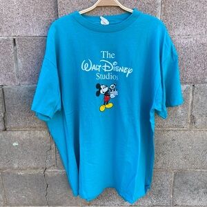 Vintage 80s The Walt Disney Studios Mickey Mouse Blue X-Large T-Shirt